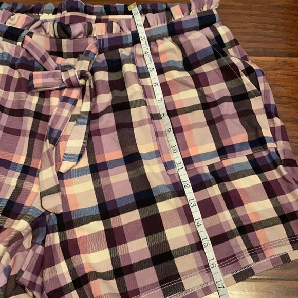 Torrid Plaid Paper Bag Front Tie Shorts Casual Boho Contemporary Size 1X NEW - Picture 7 of 14